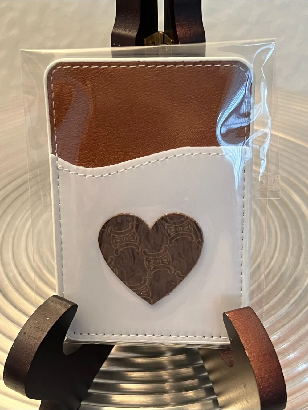 White & Brown Heart Card Sleeve